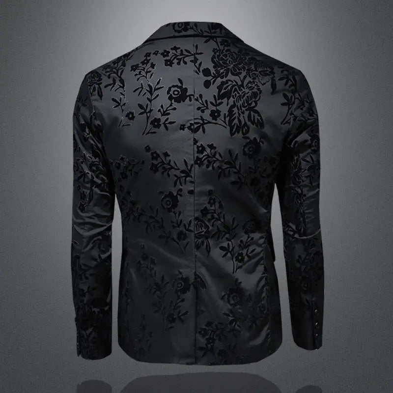 Midnight Noir™ Velvet-Pattern Luxury Blazer